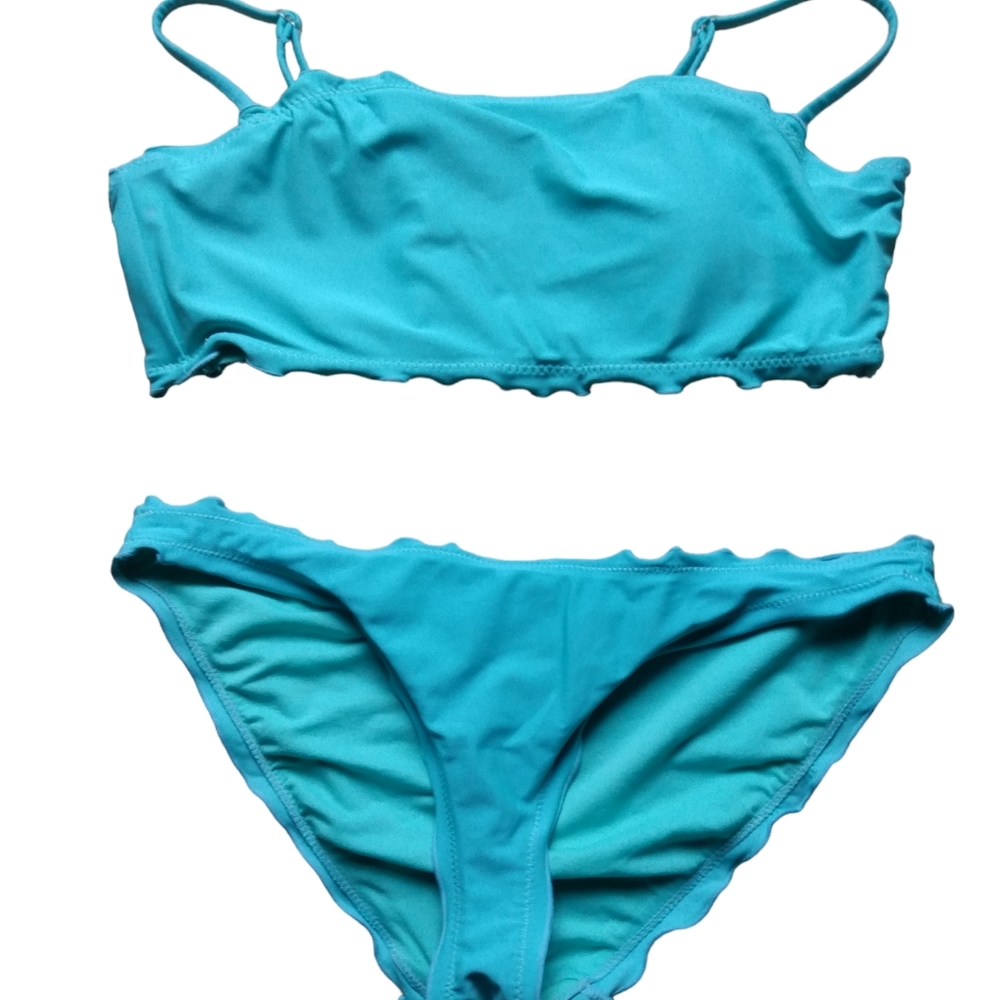 Ruffled edge teal bikini set size medium
